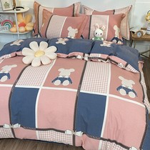 Thickened and polished four-piece cotton cotton 100 bedding three-piece Nordic light luxury winter sheets 4 quilt cover