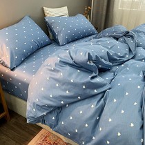 Nordic style four-piece cotton cotton 100 bedding student three-piece set ins quilt cover sheets summer wave spot