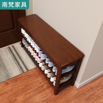 Nordic solid wood shoe stool Shoe rack Shoe stool type shoe cabinet Door can sit and wear shoe stool entrance test shoe stool household