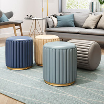 Leather stool changing shoes stool home door Nordic ins Wind Net red small stool sitting stool high quality round stool makeup stool