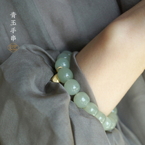 Good art Hetian jade jade old-shaped hand string Qing Shui color hand string Old pit material jade design hand string