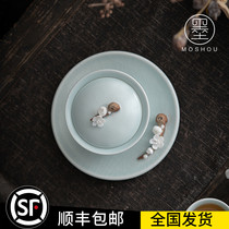 Mo Shou Ruyao Sancai Gaiwan Teacup Making tea Large open piece Single handmade ceramic tea set Ice crack Kung Fu Tea Bowl