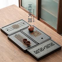 Natural large portable Wu Jinshi tea tray Household storage and drainage double use simple small tea table mini dry bubble tray