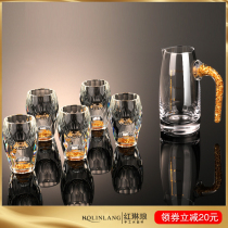 High-grade diamond gold foil white wine glass household set crystal glass wine divider one cup small wine cup exquisite gift box