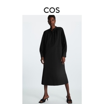 COS womens casual fit stand-up collar shirt dress black 2022 autumn new product 1122145004