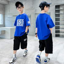 Boomer boy short sleeve suit 2022 Summer new Korean version CUHK Childrens clothes handsome and trendy in two sets
