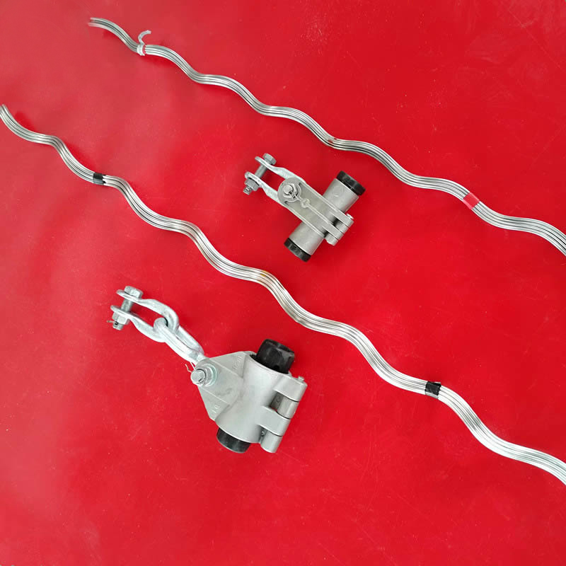 Single layer pre-stranded wire overhanging clamp for ADSS cable Outlet type tangent clamp with protective line 100 span