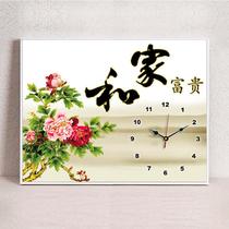 Modern new Chinese style living room decoration painting Simple dining room hanging painting punch-free distribution box Chinese style wall clock watch mural
