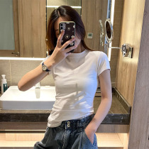Tide brand 2021 new summer short-sleeved female western style white slim-fit tight-fitting half-sleeved inner chest bottoming t-shirt