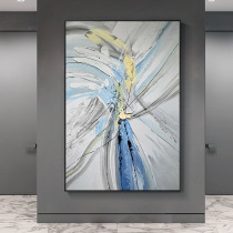 Pure hand-painted oil painting New Chinese abstract Wabi-sabi blue decorative painting Thick oil light luxury hanging painting Vertical version fantasy mural large