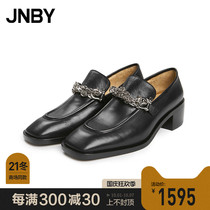 (Shopping mall same) JNBY Jiangnan cloth 21 autumn new single shoes cowhide coarse heel leisure 7L7M31290