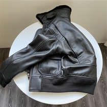 Collection-grade French cowhide mens detachable wool collar G1 version of the pilot genuine leather leather mens clothing