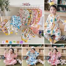 22 Spring Summer new children Monolayer Full Cotton Sleeping Bag Anti Kick Quilt by baby Long sleeves Conjoined Sleeping Clothes Home