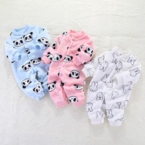 Baby clothes spring and autumn newborn jumpsuit autumn and winter men and women baby ha clothes climbing clothes flannel warm pajamas