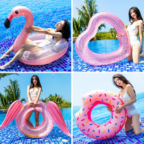 Flamingo net red swimming ring Adult female thickened oversized fat inflatable lifebuoy adult horse water floating row