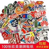  100 trendy brand stickers Suitcase suitcase stickers trend brand logo computer notebook waterproof small stickers