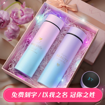 Mi Koala couple water cup A couple of thermos female ins Harajuku wind touch temperature display temperature engraved