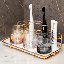 Light luxury glass mouthwash cup washing cup one family three sets couple family simple brushing cup tooth cylinder rack