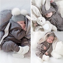 ins Foreign Trade wish Amazon hot selling baby big ears rabbit conjoined l l hooded zipper climbing clothes