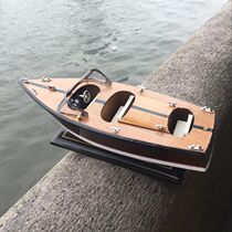 Mediterranean style wooden sailing boat model ornaments marine decoration wooden yacht Speedboat model crafts gifts