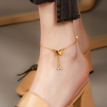 Chow Tai Fook Huanmei senior sense anklet women 2021 new trend ins net red titanium steel tassel ankle chain fairy 18k