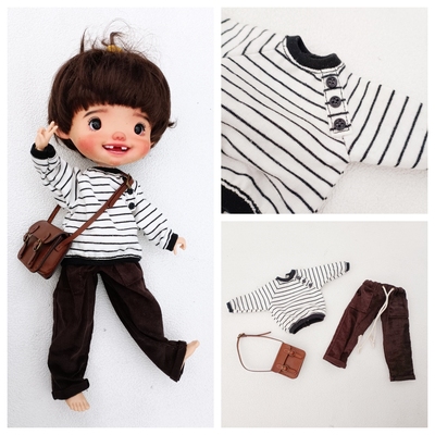 taobao agent Bjd6 points baby cloth small cloth BLYTHET ib24 -style striped long -sleeved top