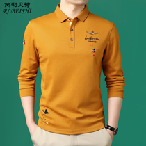 Spring and autumn golf clothes mens lapel collar long sleeve t-shirt shirt sportswear mens polo shirt base shirt