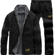 Autumn and winter outdoor anti-Alpine fleece pants men coral velvet set thick fleece warm sports two-piece set