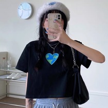 Short Hong Kong style salt short sleeve T-shirt female summer loose Korean version of ins tide Harajuku wind half sleeve chic port taste clothes