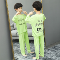 Childrens pajamas for boys autumn wear thin modal long sleeves spring and autumn boys big children Ice Silk Home clothing short sleeve summer