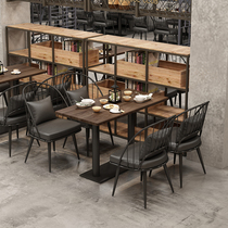  Retro industrial style table and chair combination Milk tea shop Cafe bar Qing Bar theme music dining bar Wrought iron table and chair