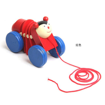  Wooden cartoon animal cable caterpillar dragging toddler toy 1-3 years old children baby early education educational toy