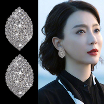 Senior sense earrings 2021 new fashion sterling silver temperament hypoallergenic stud earrings women simple full diamond oval earrings