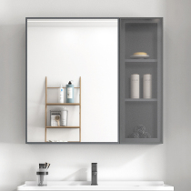 Toilet thickened space aluminum bathroom mirror cabinet with storage rack toilet hanging wall storage mirror box mirror