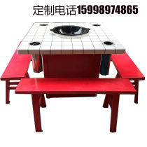 Custom Halogen Principal White Tile Hot Pot Table Marble Imitation White Tile White Plaid Strings Strings and chairs Composition