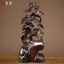 Ebony wood carving pine crane ornaments mahogany carving crafts solid wood home accessories living room decoration gift