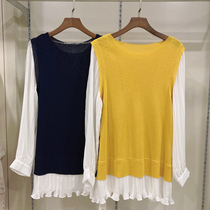 Pregnancy color spring pregnant womens knitwear fake two pieces chiffon stitching top pullover vest solid color
