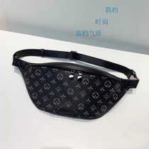  Fashion trend mens leather bag lvho black flower waist bag Domineering mens bag shoulder messenger bag ABC