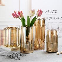 Modern Minimalist Living Room Dining Room Table Office Dry Flower Flower Arrangement Pendulum Pieces Metal Glass Vase Decorations Handicraft