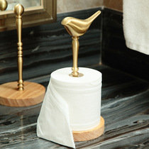 Household desktop creative vertical toilet paper towel rack Kitchen bathroom toilet European-style non-rusty brass bird roll paper rack