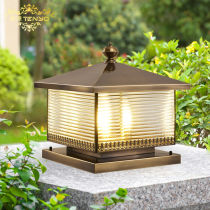 Vine Source All-copper Post Head Lamp Solar Courtyard Lamp Outdoor Waterproof Villa Gate Pillar Light Outdoor Garden Wall
