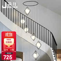 Brief-slim staircase chandelights modern minimalist atmosphere Nordic Living room Lamp Creative duplex-House of the floor Rotation of the floor