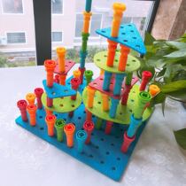 Focus training mushroom nail toys small nail board infants and children 1 a 2 years old Monteshi early education puzzle Big j Small d and half