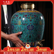 Jingdezhen ceramic bubble wine jar Wine bottle bottle 10 kg 20 kg 50 kg with faucet household sealed wine tank wine tank