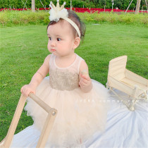 Girls princess dress summer baby baby cake skirt puffy birthday 100 days old dress mesh dress