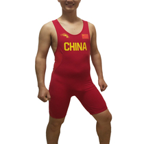 Chinese team 2018-2019 version of Shi Zhiyong competition with the same one-piece weightlifting wrestling suit one-piece tights