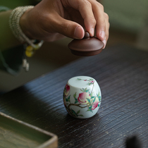  Fujiayao lid set cup holder Pot cover holder Retro pastel hand-painted handmade teacup Tea set Tea pet Jingdezhen