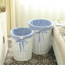  Dirty clothes basket rattan household dirty clothes storage basket Fabric round storage bucket with lid Dirty clothes basket Bamboo storage basket