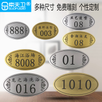 Bathroom number plate Supermarket access number plate Oval number plate Locker number plate Bath sauna cabinet card
