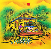 Rural Farmers Life Breeding Industry Pig Hard-working Vegetable Zhang Qingyi Huo County Farmers Painting Size 25x25cm